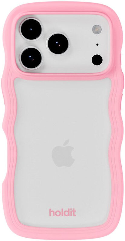 iPhone 18 Pro / 17 Pro Holdit Wavy Cover - Pink / Transparent