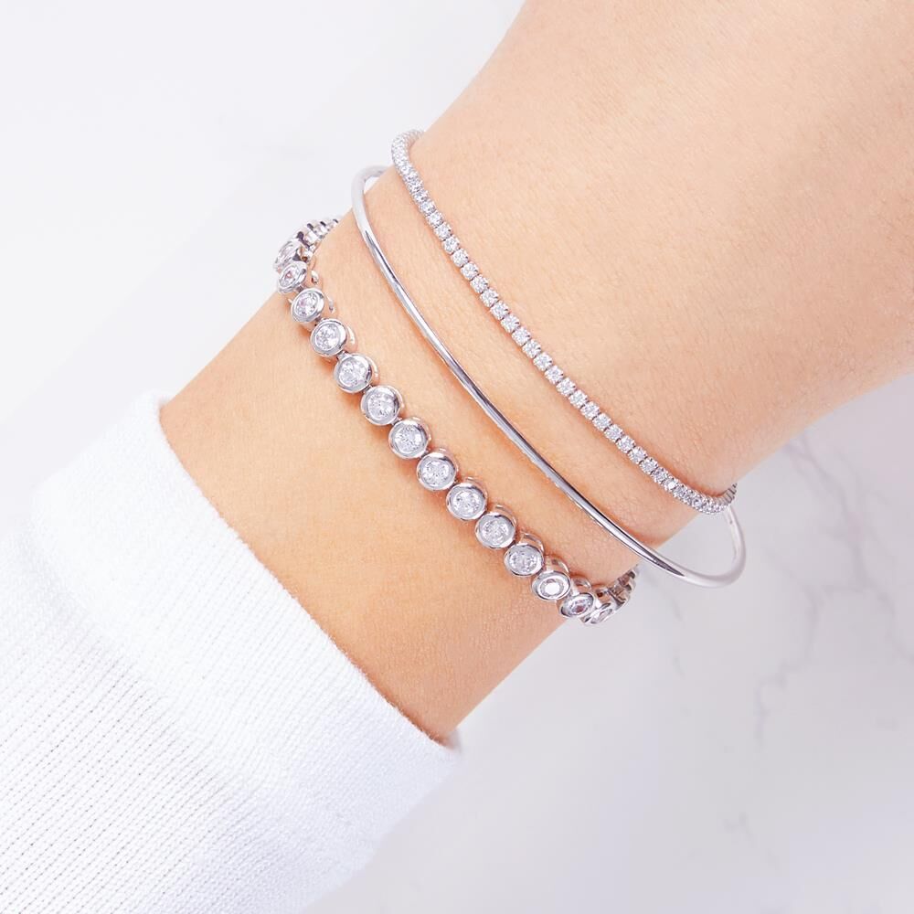 Unique Exklusives Armband Silber Zirkonia Steine 12g silber