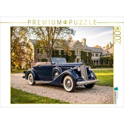 CALVENDO Puzzle Packard Twelve Coupe-Roadster (USA, 1937) vor einem herrschaftlichen Anwesen an der amerikanischen Ostküste | 2000 Teile Lege-Größe 90