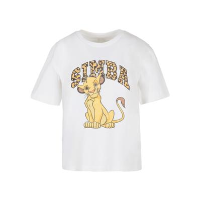 T-Shirt MERCHCODE "Merchcode Simba Tee", Damen, Gr. XS, weiß, 100% Baumwolle, bedruckt, oversize, Rundhals, Shirts T-Shirt