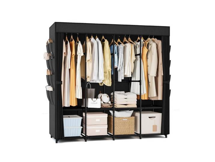 LuxusKollektion Stoffschrank Stoffkleiderschrank Schwarz 170x45x167cm (1-St)