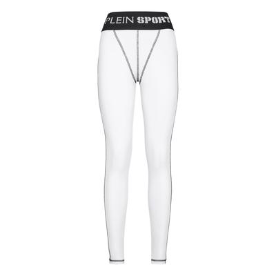 Leggings PLEIN SPORT "Jogging-Leggings", Damen, Gr. S, US-Größen, weiß (01, weiß), Obermaterial: 90% Polyester, 10% Elasthan, Hosen Leggings