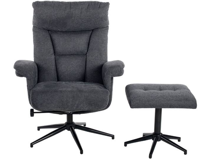 TV-Sessel DUO COLLECTION Olvera , grau (anthrazit), B:87cm H:108cm T:82cm, 100% Polyester, Sessel, TV-Sessel, mit Hocker und Relaxfunktion, 360 Grad drehbar