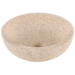Differnz, Babybadewanne, Terrazzo waskom - 40x40x15cm - rond - terrazzo - mat bruin/beige