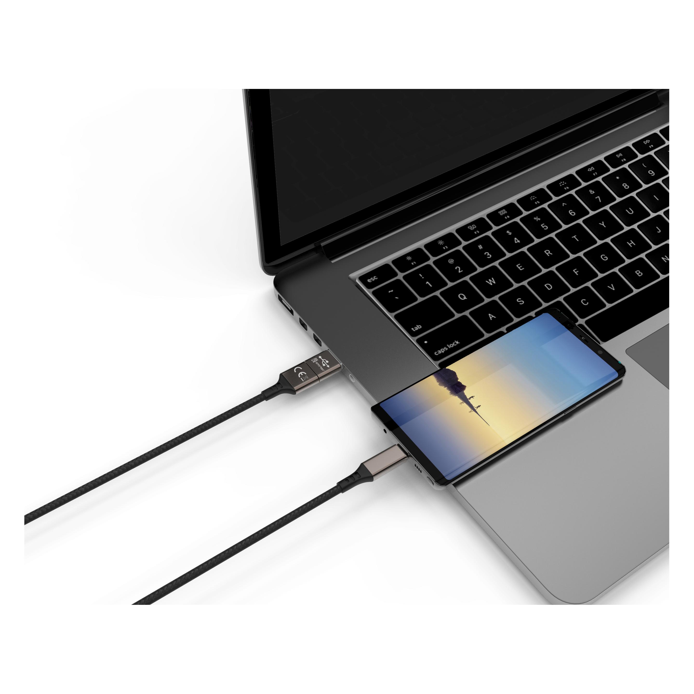 Smrter Speedy USB Ladekabel auf USB-C (1m), schwarz ( SPEEDY C BK) (1 m, USB 2.0, 60 W) (SMRTER_SPEEDY_C_BK)