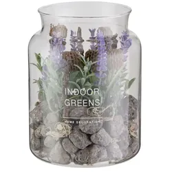 HOME STORY Lavendel im Glas   ¦ grau ¦ Glas,Kunststoff ¦ Maße (cm): B: 12,3 H: 16
