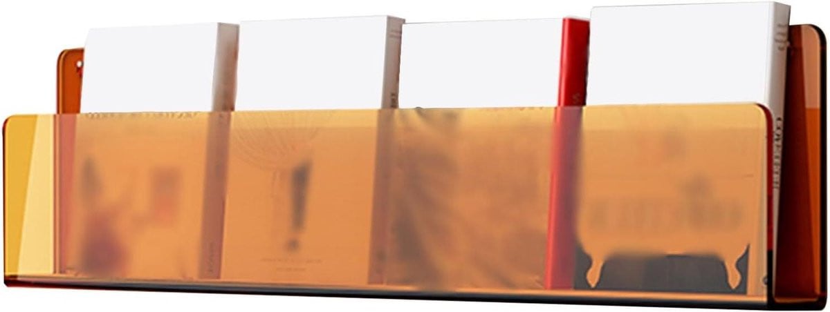 Oranje Wand Tijdschriftenrek van Krasbestendig Acryl voor Ruimtebesparing