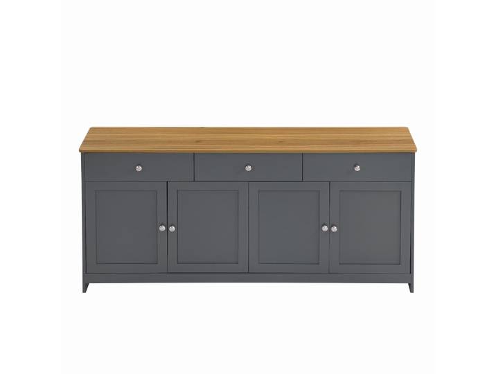 Buffet effet bois et gris 4 portes 3 tiroirs style campagne chic