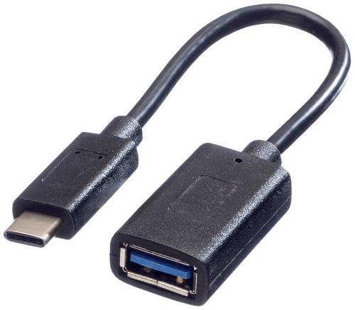 Value USB-Kabel USB 3.2 Gen1 USB-C Stecker, USB-A Buchse 0.15m Schwarz 11.99.9030