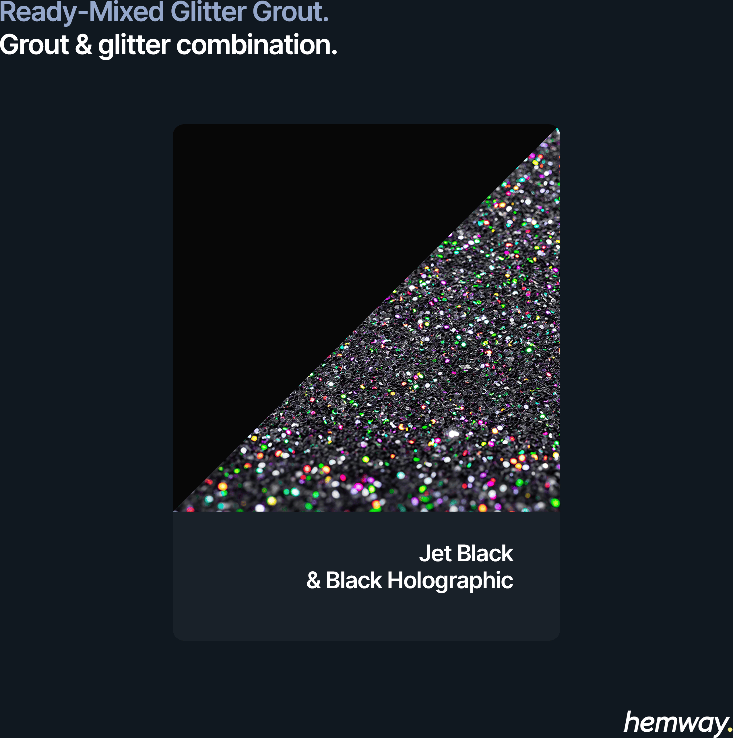 Hemway Ready-Mixed Glitter Grout   With Black Holographic Glitter   Tile Adhesive - Jet Black/Black Holographic - 4.5kg