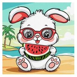 Ideyka Malen nach Zahlen - Sommer, Kaninchen mit Wassermelone (66129019)