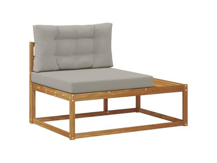 Coespram Outdoor Endsofa mit Kissen Massivholz Akazie Natur 115x83x73 cm Moduläres Sitzelement aus Echtholz mit dicken Polstern für Terrasse, Garten und Balkon. Durchdachtes Latten-Design.