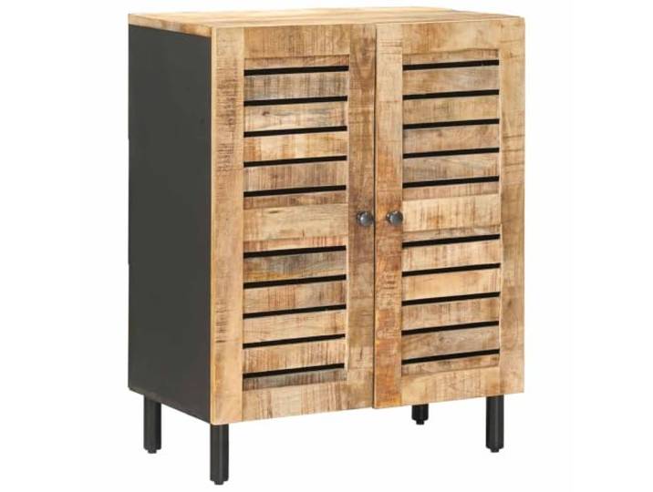 KDVXBCQJH Sideboard Massivholz Mango Natur 60x33x75 cm Schrank Kompakter Kommodenschrank für Wohnzimmer und Schlafzimmer. Stabile Holztüren mit Messingknöpfen bieten praktischen Raum.