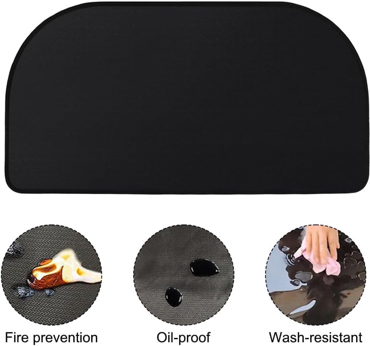 Zwarte vuurvaste haardmat voor vonkbescherming en vloerbescherming - 106 x 61 cm