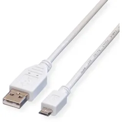 VALUE USB 2.0 Kabel, USB A ST - Micro USB B ST, weiß, 0,8 m