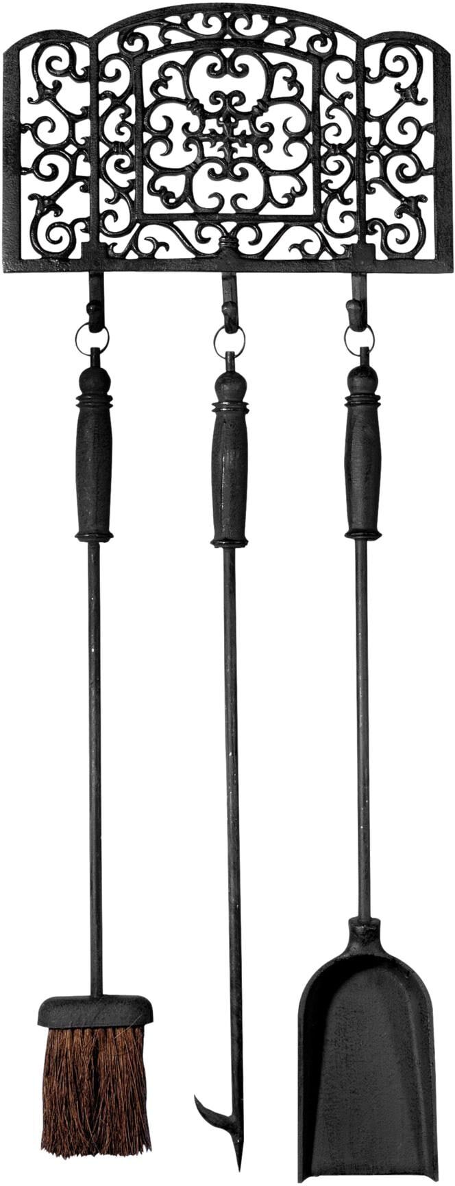 Kamingarnitur ESSCHERT DESIGN "Kaminbesteck 3-teil", schwarz, B:34cm H:90cm, Reinigungs-Sets, Kamingarnitur schwarz Einheitsgröße