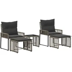 vidaXL Gartenmöbel Set 11 pcs Grau und Dunkelgrau Poly-Rattan