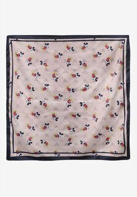 "Women's Disney Mickey Mouse Silky Scarf 27"" x 27"" Tan Icon Print Square Neck Tie by Disney in Black (Size OS)"