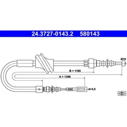 Seilzug Feststellbremse ATE 24.3727-0143.2 für Audi 80 B3 Coupe Cabriolet