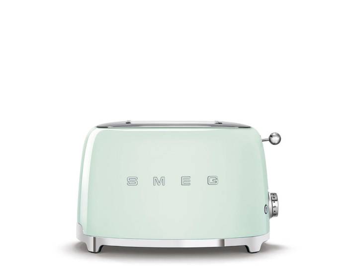 Smeg Toaster, Pastellgrün, Metall, 32.5x20x19.5 cm, Krümelschublade, Auftaufunktion, Aufwärmfunktion, Schnellstoppfunktion, Bagel-Funktion, Kochgeschirr, Küchengeräte, Toaster