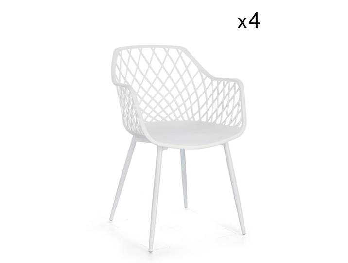 Lot de 4 chaises en polypropylène blanc et acier
