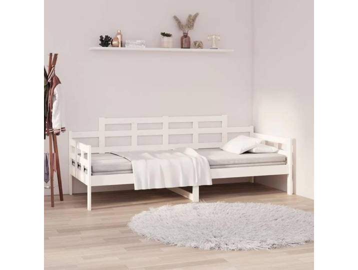 Lit simple-Banquette lit/Lit de jour-sans matelas- Lit de jour sans matelas blanc - bois de pin massif 90x190 cm 58437