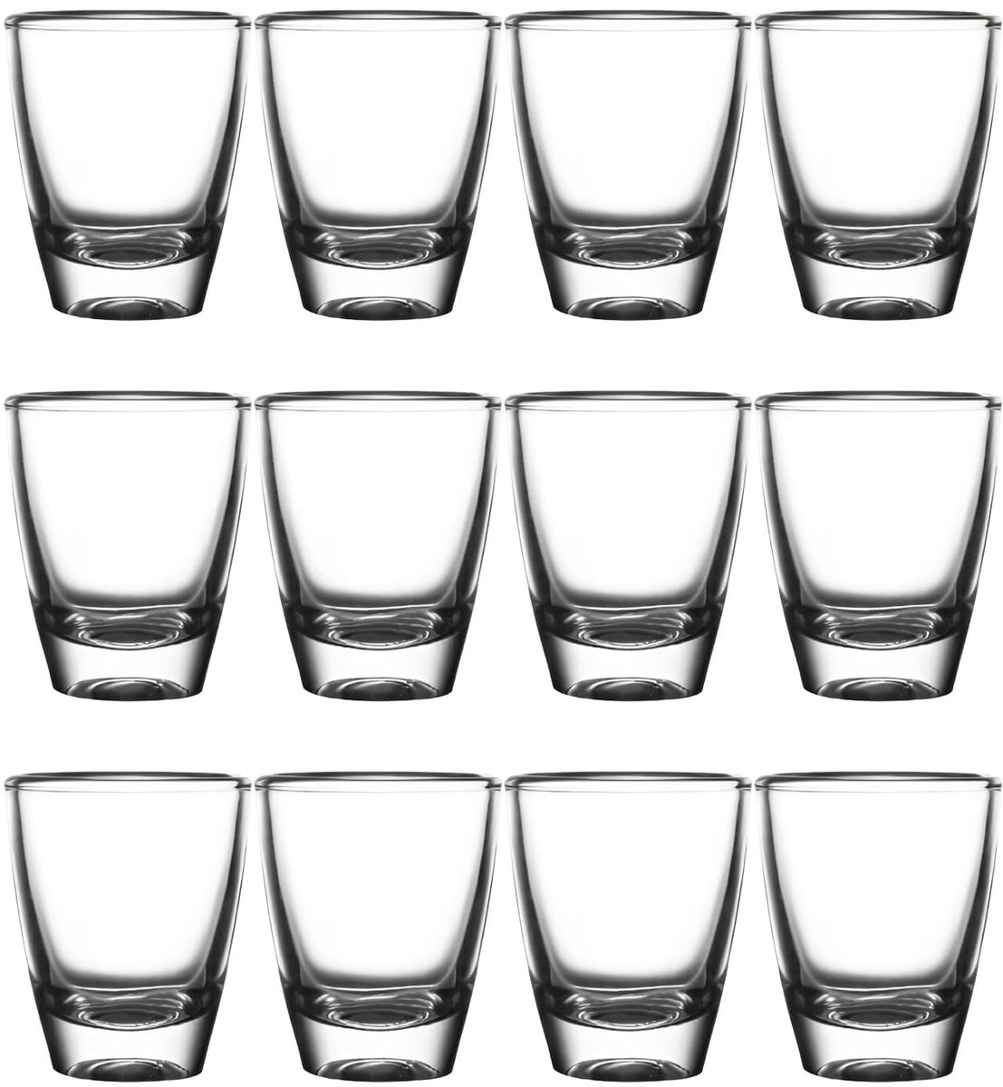 Set van 12 robuuste borrelglazen voor tequila, wodka, ouzo en likeur, 35 ml