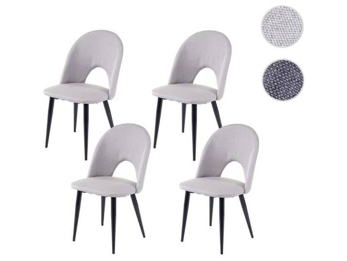4x chaise de salle à manger HWC-D73 fauteuil tissu ~ gris