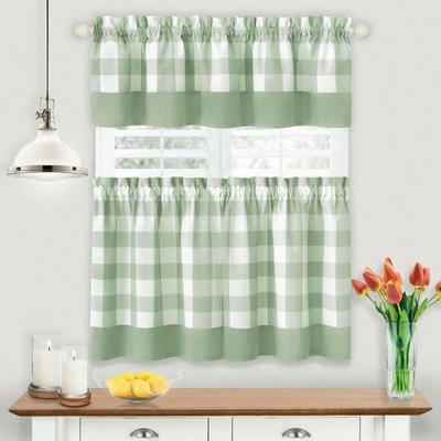 Achim Importing Co Inc Hutton Tier and Valance Set, 57 x 24, Spring Green