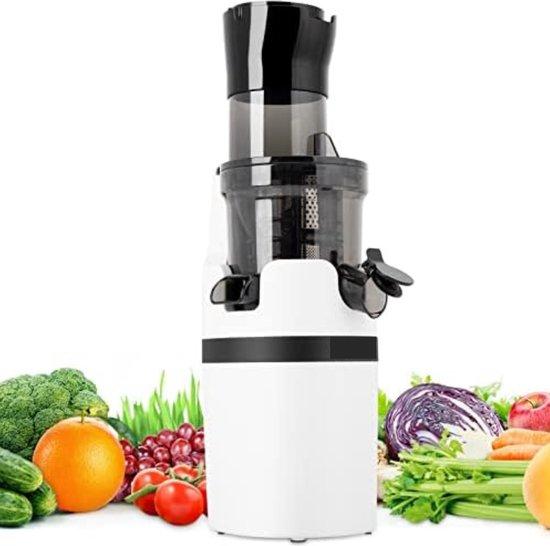 Elektrischer Slow Juicer mit 80 mm Einfüllöffnung, 50-65 U/min, Weiß