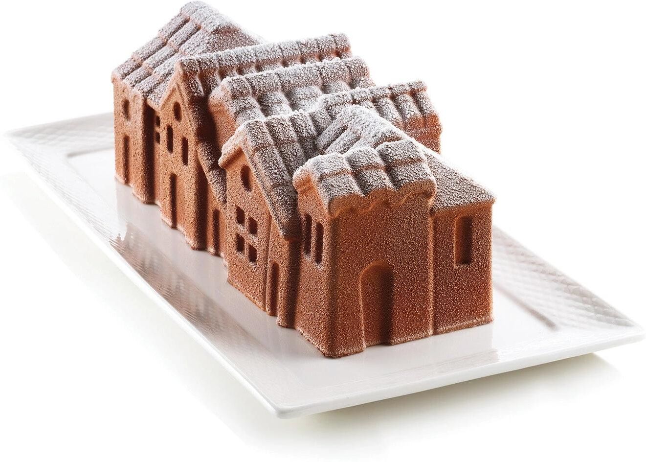 Silikomart "Silikomart Silikonbackform Winter Dorf Silikon, Grau" grau B/H/L: 8,8cm