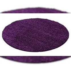Teppich Hochflor Unifarben Polypropylen Wohnzimmer Shaggy Violett Rund 80x80 | Kadima Design