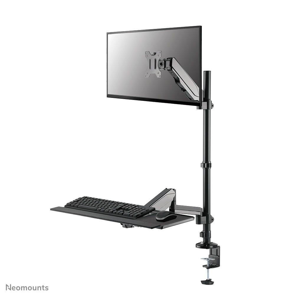 Neomounts DS90-325BL1 höhenverstellbarer, tischmontierter Arbeitsplatz für 17-32" Bildschirme, Tastatur und Maus - Schwarz