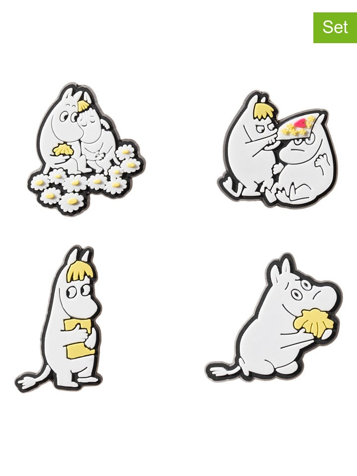 4er-Set: 3D-Charms ''Moomin'' in Weiß/ Gelb - (L)2 cm - onesize