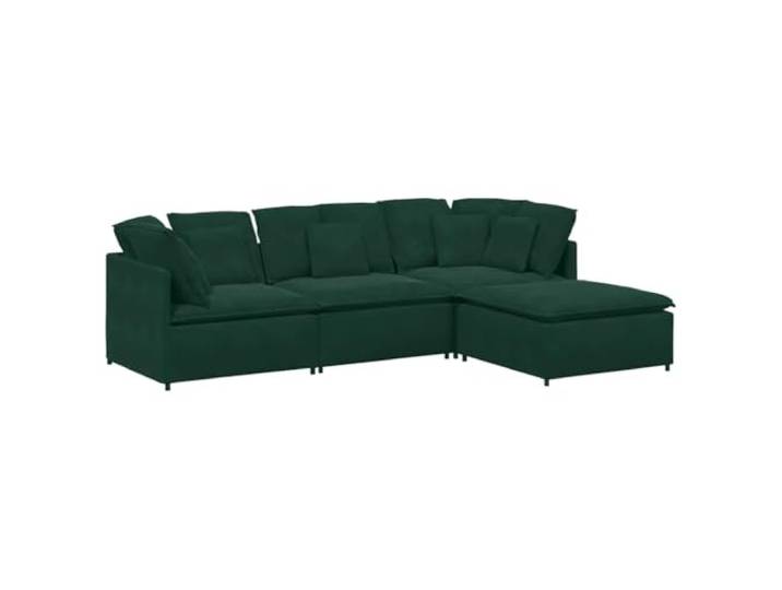 Makastle Modulares Sofa Couch mit Fußhocker Kissen Samt Dunkelgrün