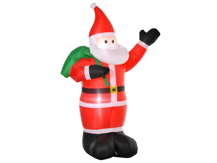 Homcom Aufblasbar Weihnachtsdeko 2,4 m Weihnachtsmann mit LED-Beleuchtung Gartendeko, Rot, Kunststoff, 100x240x140 cm, Dekoration, Weihnachtsdekoration