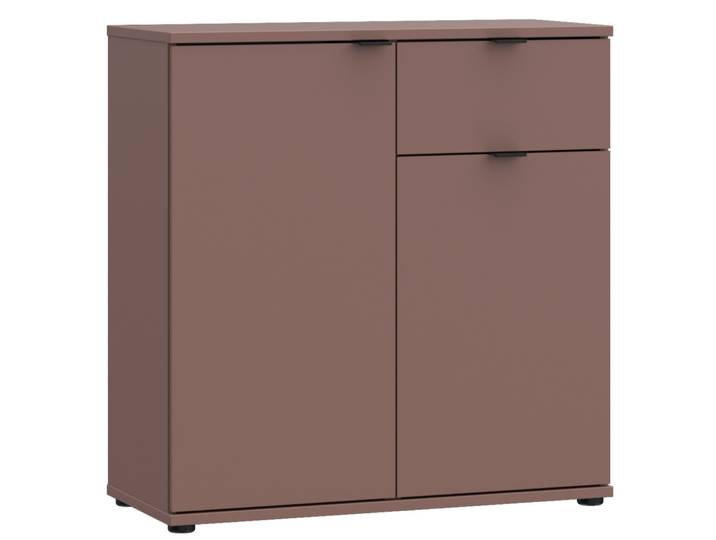 Casa Dolce Commode ILUSINA\, rouge terre cuite\, 80x34x82 cm\, armoire avec étagère intérieure\, portes battantes\, un tiroir
