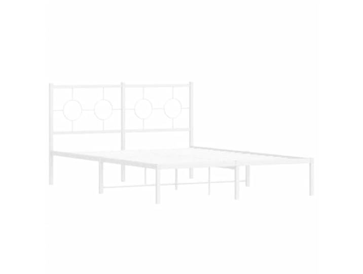 KTHLBRH Bettgestell mit Kopfteil Metall weiß 140 x 190 cm Pulverbeschichteter Stahl, Latten inklusive, Abstand unter 26 cm, robuste Konstruktion