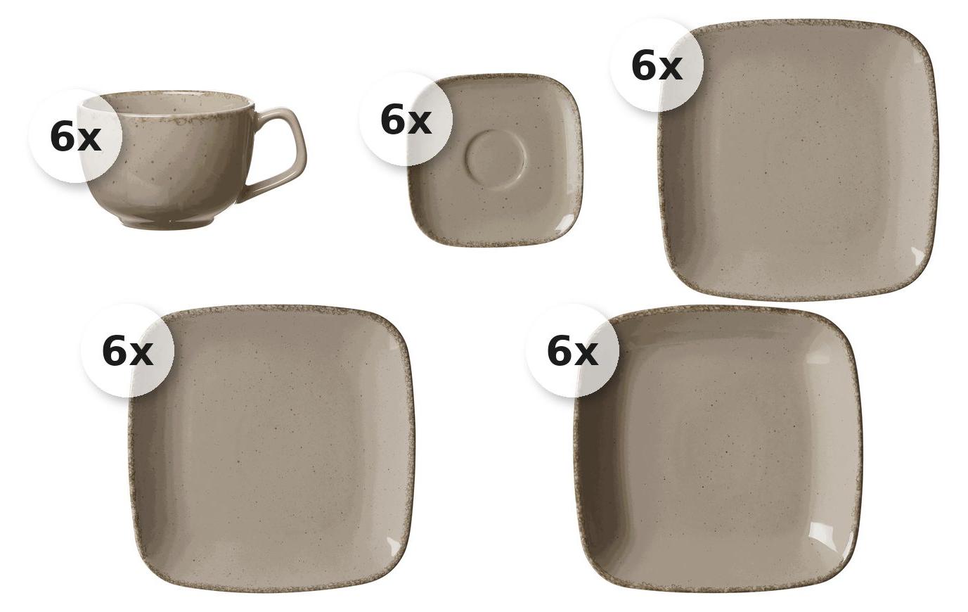 Kaffee- und Tafelservice 30 tlg. Casa grau
