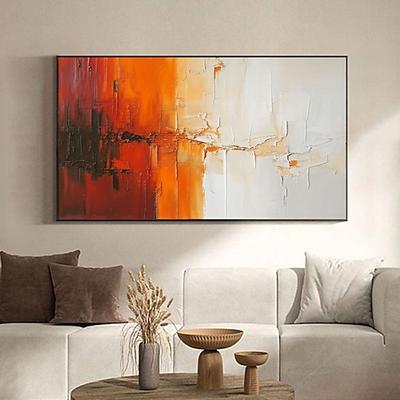 Handgemaltes, abstraktes Originalgemälde mit Terrakotta-Textur, gebranntem Orange, minimalistische Wandkunst, helle Wandgestaltung, Interieur-Kunst, Gemälde auf Leinwand