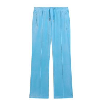 Sweathose JUICY COUTURE "TINA COL OUT TRACKPANT Damen", Damen, Gr. S, EURO-Größen, blau (sky blau), Samt, 95% Polyester, 5% Elasthan, slim fit, Hosen Sweathose, Trainingshose Damen, Sweathose, Velour, Jogginghose mit Glitzer, Sale
