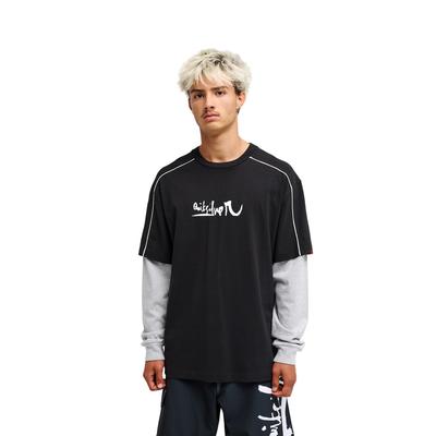 Langarmshirt QUIKSILVER "Young Guns Double Layer", Herren, Gr. M, schwarz, Obermaterial: 100% Baumwolle., Shirts Langarmshirt