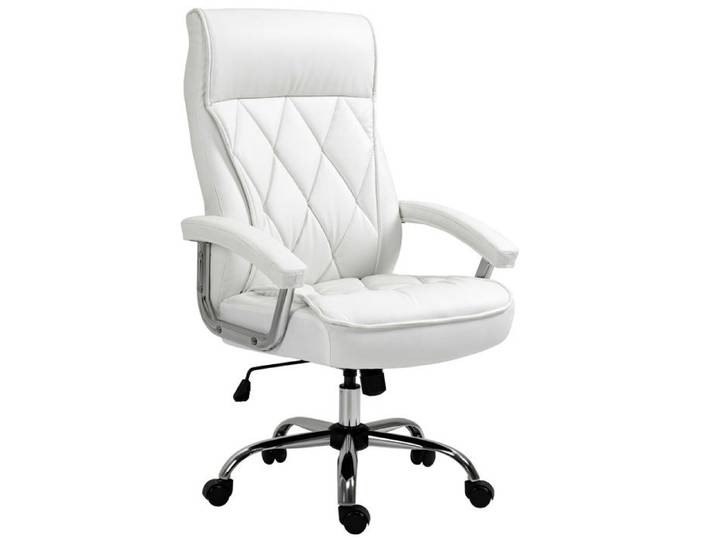 chaise de bureau similicuir chaise de bureau ergonomique chaise pivotante avec fonction rocker réglable en hauteur blanc