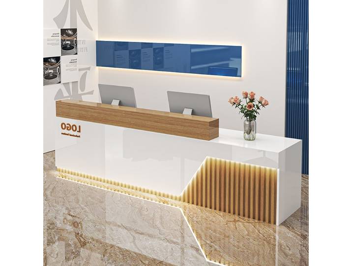 Bureau de réception de rangement esthétique, décorations de comptoir, bureau moderne, comptoir de caisse, meubles commerciaux de luxe
