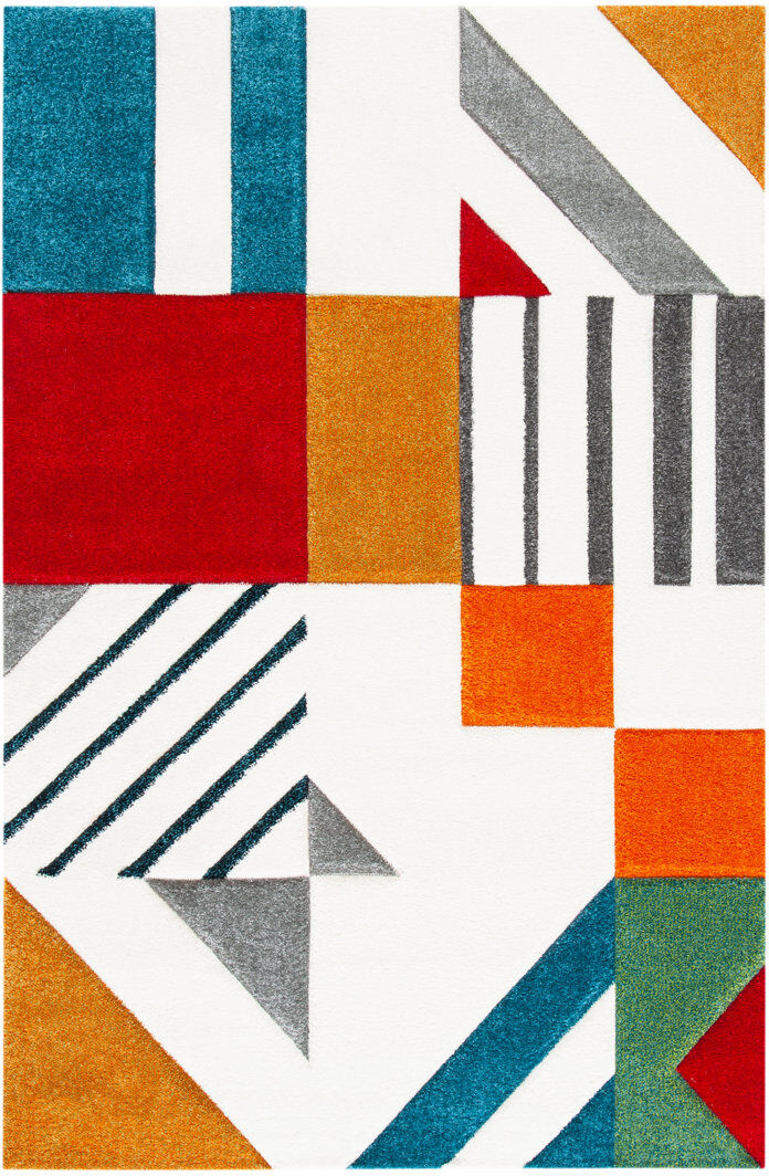 Wade Logan Vakhdank Geometric Area Rug Neautral/Blue Rectangle 79 x 152 cm