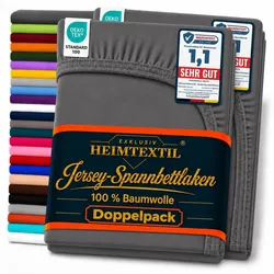 EXKLUSIV HEIMTEXTIL Doppelpack Jersey Spannbettlaken Premium Anthrazit 200 x 220 cm
