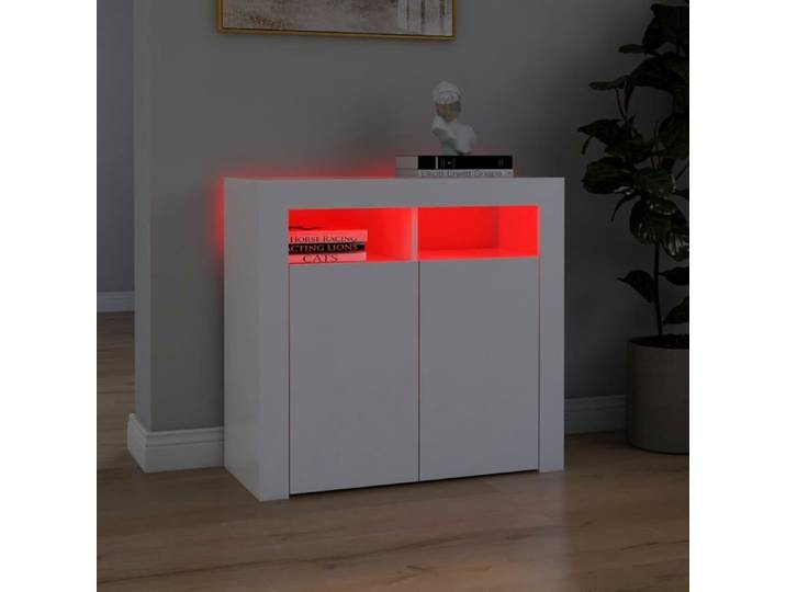 Commode/Buffet contemporain avec lumières LED Blanc 80x35x75 cm LL0000095833