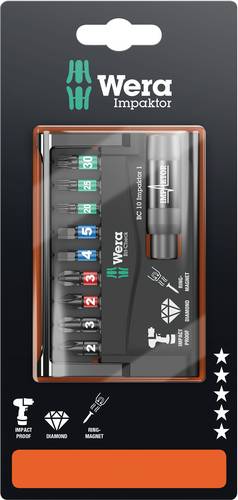 Wera 8740/51/55/67-9/IMP DC 05073980001 Bit-Set 10teilig Kreuzschlitz Phillips, Kreuzschlitz Pozidriv, Innen-Sechskant, Innen-TORX