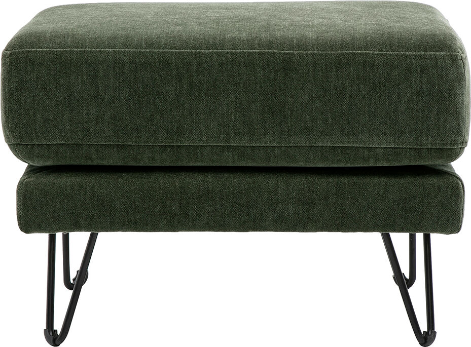 Miliboo Hocker-Fussablage aus Stoff in Samtoptik khakigrün und Metall OSLO