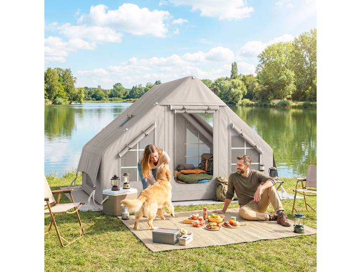 Outsunny Tente Gonflable 5-8 Pers Imperméable Montage Rapide Poêle